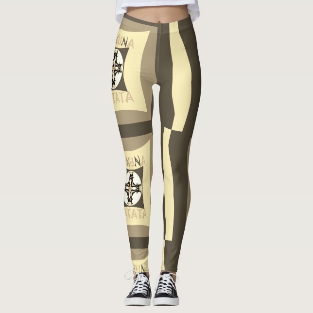 Legging Hakuna Matata Tribal Cross Patchwork Roupas Ativas (Frente)