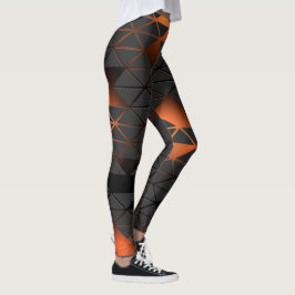 Legging Halloween Assustador Geométrico Laranja e Preto