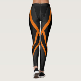 Legging Halloween Assustador Geométrico Laranja e Preto