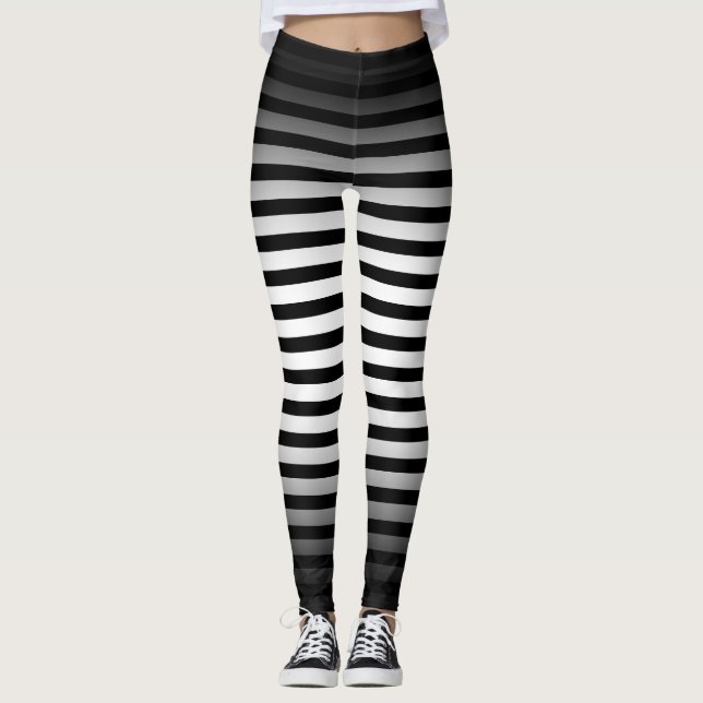Legging Halloween Black and white vertical stripes ombre (Frente)