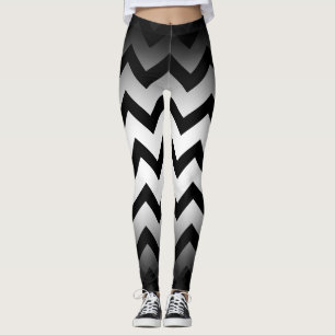 Legging Halloween Black chevron stripes ombre white