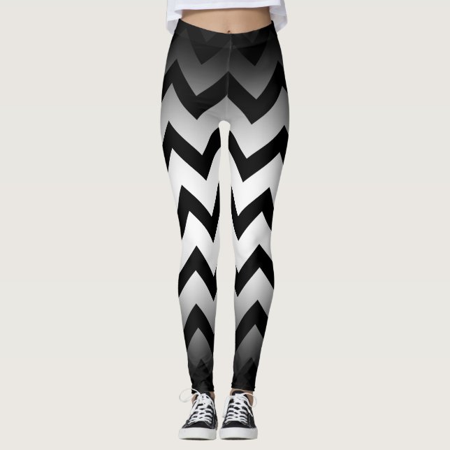 Legging Halloween Black chevron stripes ombre white (Frente)