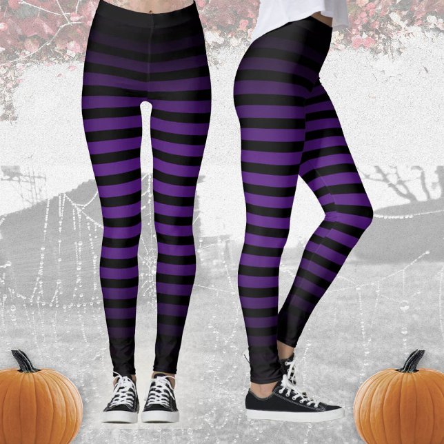 Legging Halloween Black horizontal stripes púrpura ombre (Criador carregado)