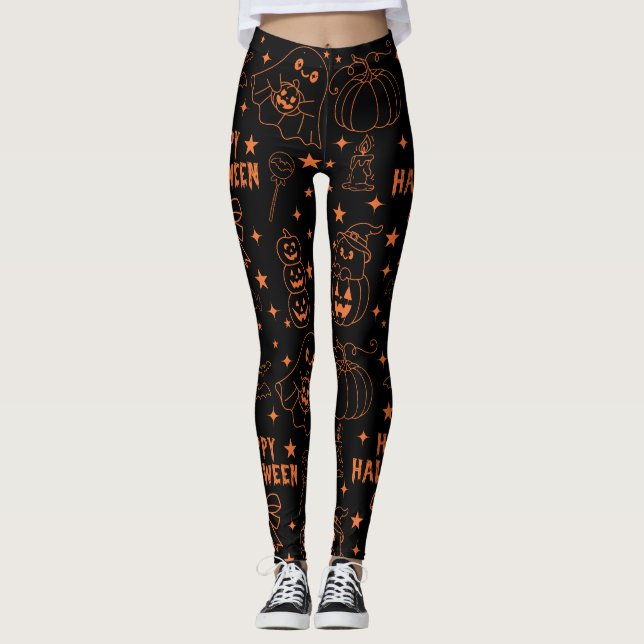 Legging  Halloween Cute Kawaii Outline (Frente)