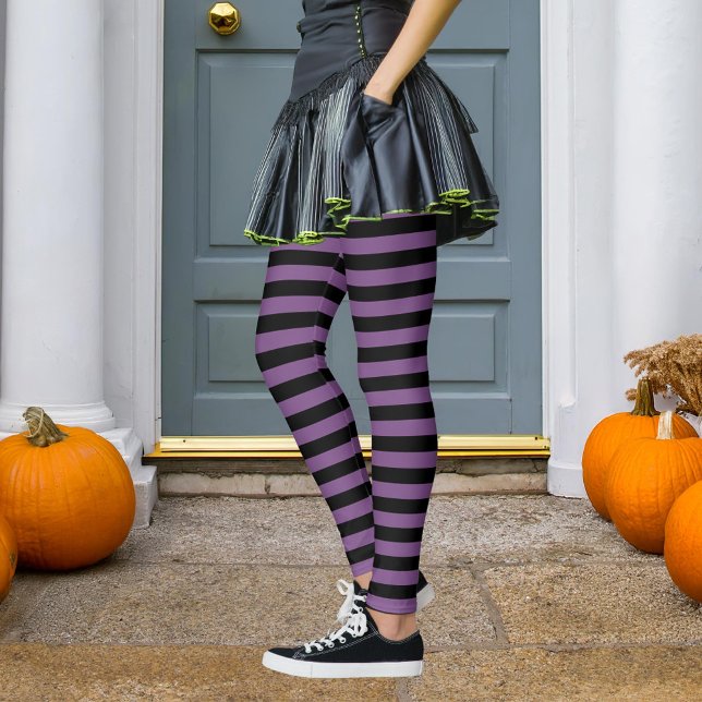 Legging Halloween de bruxa malvada com greve de preto e ro (Criador carregado)
