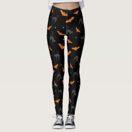 Legging Halloween de morcegos e gatos