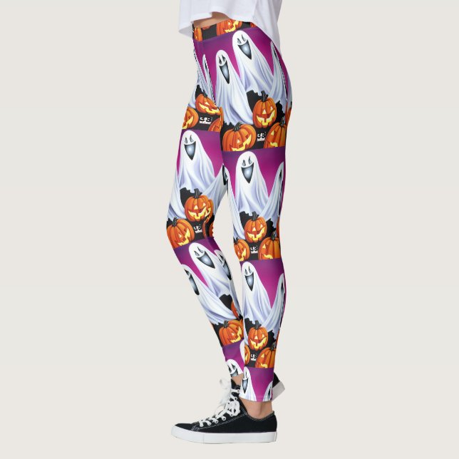 Legging Halloween Fantasmas e Pumpkins (Esquerda)