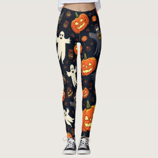 Legging Halloween Pumpkins: Padrão Sem Olhos Irritável. Le