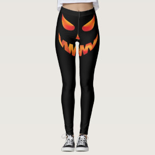 Legging Halloween Queimando Cara De Abóbora