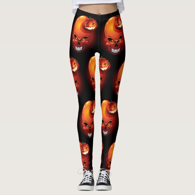 Legging Halloween Skull e Pumpkin (Frente)