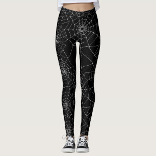 Legging Halloween Spider Webs Cobwebs Black and White