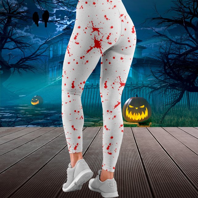 Legging Halloween Vermelho e Branco Splatter (Blood Splatter Red & White Halloween Leggings)
