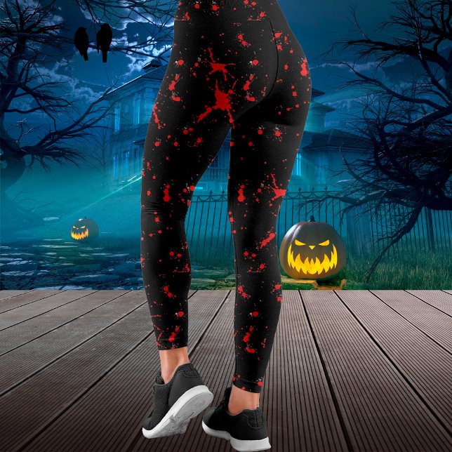 Legging Halloween Vermelho e Negro Splatter (Blood Splatter Red & Black Halloween Leggings)