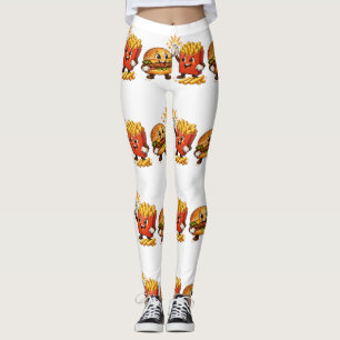 Legging Hamburger e Batatas Fritas Fofo Cumprimento de Cin
