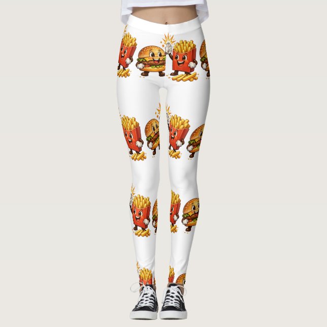 Legging Hamburger e Batatas Fritas Fofo Cumprimento de Cin (Frente)