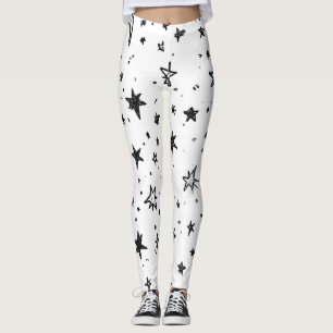 Legging Hand Drawn Celestial Night Sky Pattern
