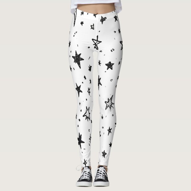 Legging Hand Drawn Celestial Night Sky Pattern (Frente)