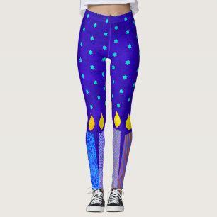 Legging Hanukkah Boho vela Turquoise Star de David Blue
