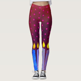 Legging Hanukkah vela cor-de-rosa estrela David Padrão em 