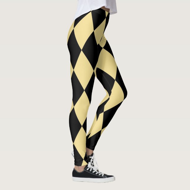 Legging Harlequin ~ Diamond Patterno ~ Cream & Black~ (Direita)