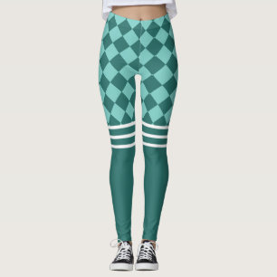 Legging Harlequin Verde e Stripe Branca Tripla
