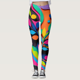 Legging Harmonia de Onda de Folha Vibrante