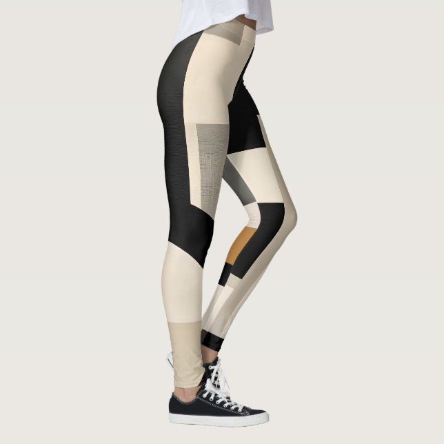 Legging Harmonia em Tons: Composição Abstrata em Preto e B (Direita)