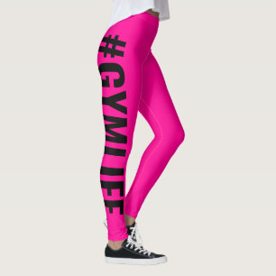 Legging Hashtag Gymlife Hot Pink Black Modern Slogan