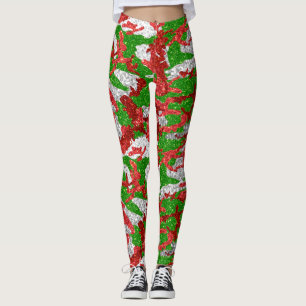 Legging Haus Do Padrão De Xmas De Prata De Camo