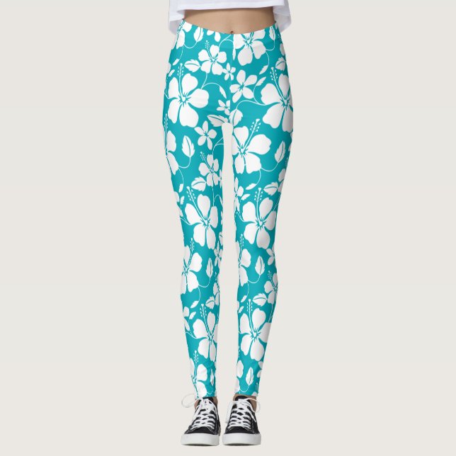 LEGGING HAWAIIANO HULA (HIBÍSCO) VERDE-AZULADO (Frente)