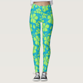 LEGGING HAWAIIANO HULA (HIBÍSCO) VERDE-LIMÃO