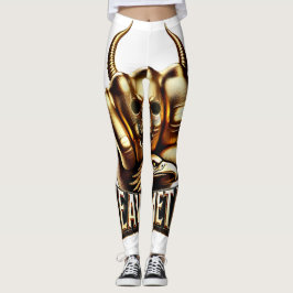 Legging Heavy Metal Faust mit Adler Totenkopf Gold