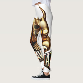 Legging Heavy Metal Faust mit Adler Totenkopf Gold