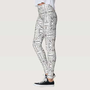 Legging Henna Mandala Black White Floral