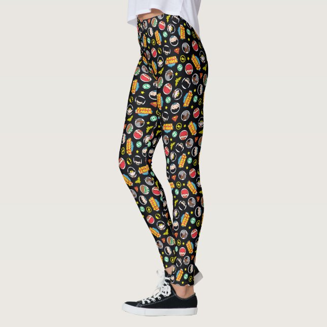 Legging Heróis e Logotipos da Liga da Justiça Chibi (Esquerda)