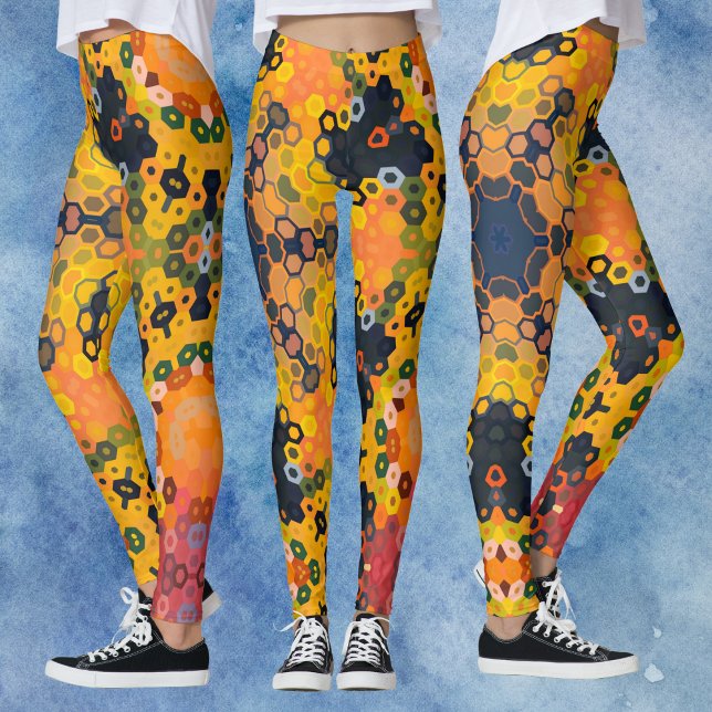 Legging Hex Mandala Amarelo e Laranja (Criador carregado)
