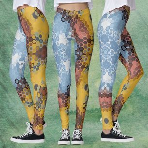 Legging Hex Mandala Blue Amarelo e Rosa