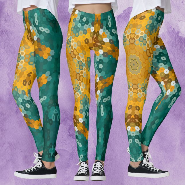 Legging Hex Mandala Blue e Amarelo (Criador carregado)