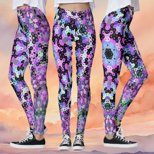 Legging Hex Mandala Puro Rosa e Azul