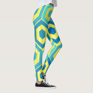 Legging Hexágonos e faixas - Mar e Sol
