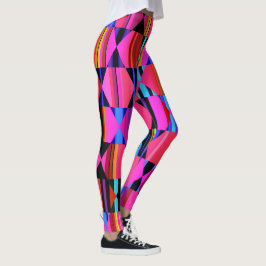 Legging Hexágonos e Triângulos Geométricos Rosa Quente