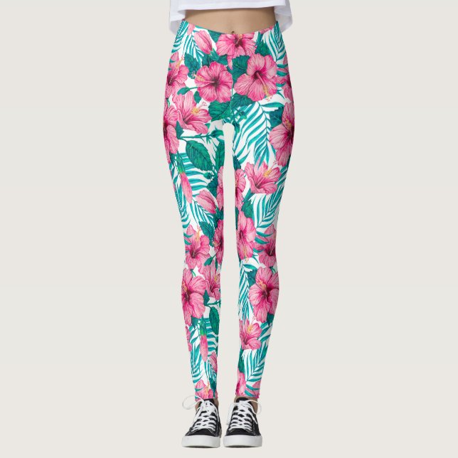 Legging Hibiscus e palmeiras (Frente)