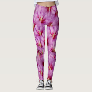 Legging Hibiscus - Padrão de Flor de Rosa chinês