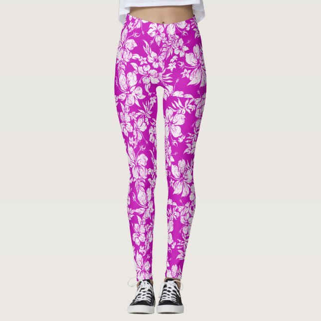 Legging Hibiscus Pareau afligiu tropicais havaianos (Frente)