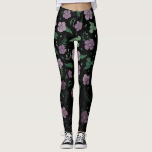 Legging Hibiscus roxo