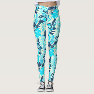 Legging Hibiscus Selgle Hawaiai Tropical Aqua