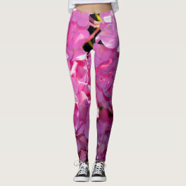 Legging Hídrangas elegantes florais cor-de-rosa romântico
