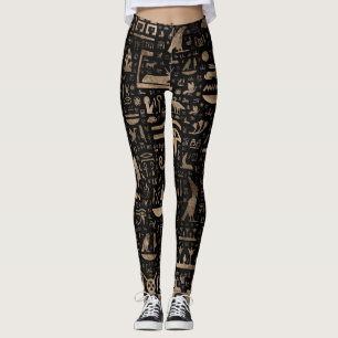 Legging Hieroglyphs egípcios antigos - preto e ouro