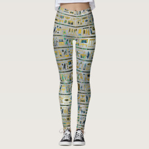 Legging Hieroglyphs egípcios do ouro e do olmo na pérola