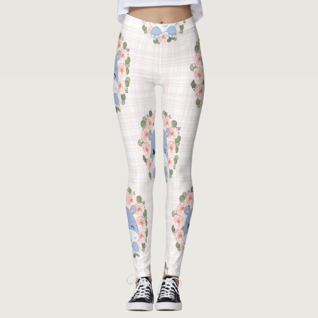 Legging Hipopótamo E Tatuagem De Flor (Frente)